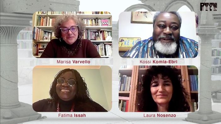 Un fermo immagine sul secondo evento con Marisa Varvello, Kossi-Komla Ebra, Fatima Issah e Laura Nosenzo