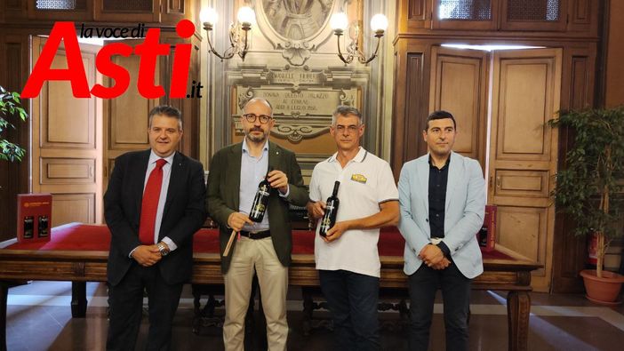 Da sinistra: l'assessore Origlia, il sindaco Rasero, il presidente di C.A.M.E.A. Fabio Gaiotto e il direttore di Coldiretti Asti Diego Furia