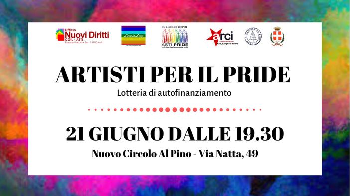 Lotteria di autofinanziamento per l'Asti Pride, venerdì 21 giugno dalle 19.30