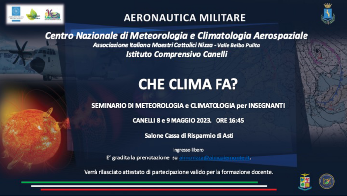 "Che clima fa": seminario per alunni e docenti di Canelli a cura di Aeronautica Militare