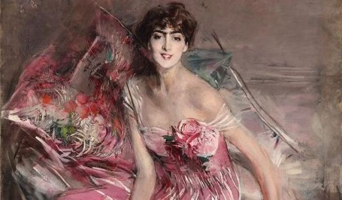 Signora in rosa, opera di Boldini del 1916 Signora in rosa, opera di Boldini del 1916
