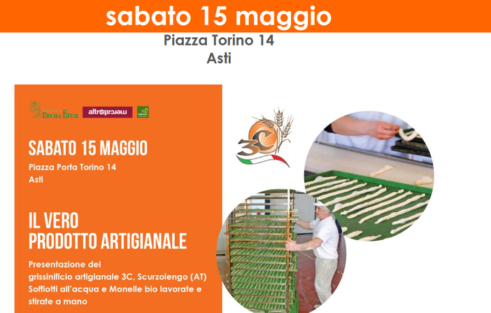 Soffiotti all'acqua artigianali e lingue di suocera del grissinificio 3C di Scurzolengo, da NaturaSì di Asti