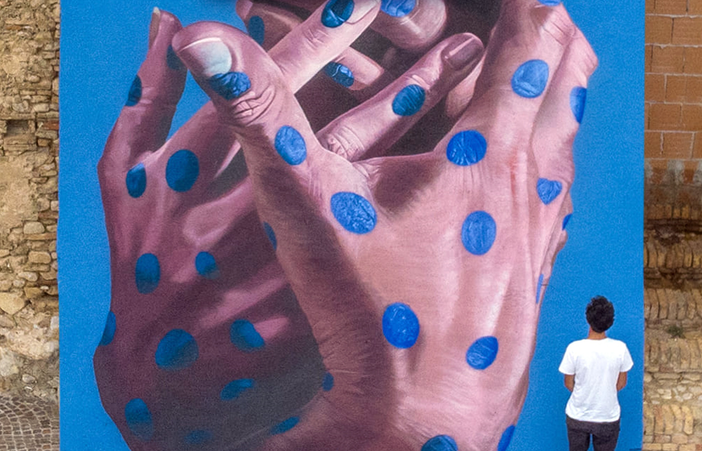 Una delle opere, di Emeid, del Quattordio Urban Art