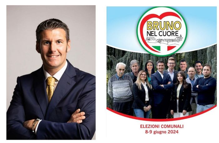 Lucas Bonzo e, nell'immagine di destra, il candidato sindaco con i membri della lista che lo sostiene Lucas Bonzo e, nell'immagine di destra, il candidato sindaco con i membri della lista che lo sostiene