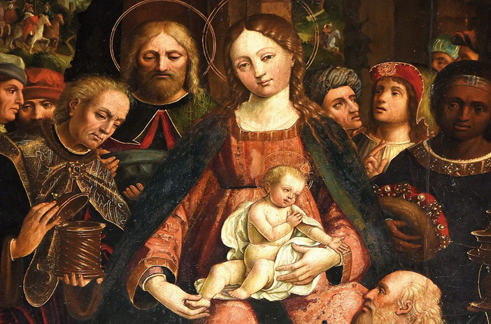 Particolare del polittico Adorazione dei Magi di Gandolfino Roreto, custodito in Collegiata ad Asti Particolare del polittico Adorazione dei Magi di Gandolfino Roreto, custodito in Collegiata ad Asti