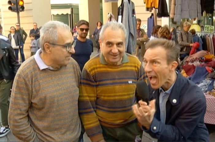 Un frame da Striscia la notizia con Militello e i gemelli astigiani Bugnano Un frame da Striscia la notizia con Militello e i gemelli astigiani Bugnano