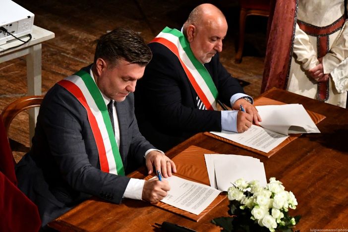 I sindaci di Moncalvo, Diego Musumeci e di Montabone Giuseppe Maurizio Aliardi