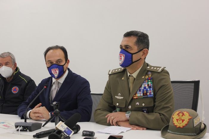 Il presidente della Regione Alberto Cirio con il commissario all'emergenza Covid gen. Figliuolo Il presidente della Regione Alberto Cirio con il commissario all'emergenza Covid gen. Figliuolo