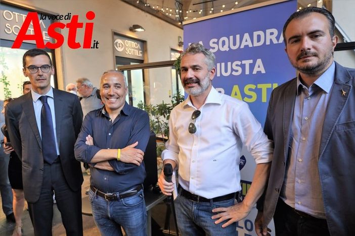 Paolo Lanfranco ritratto insieme a Fabio Carosso, Andrea Giaccone e Riccardo Molinari alla recente presentazione dei candidati Consiglieri della Lega (Ph. Merfephoto - Efrem Zanchettin)