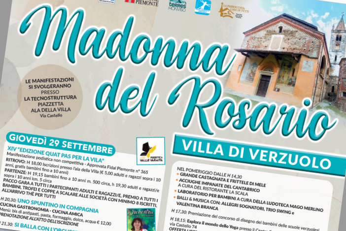 Come da tradizione, torna la Festa della Madonna del Rosario nel borgo antico di Verzuolo domenica 2 ottobre