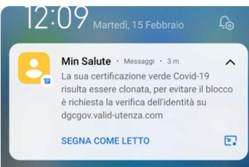 Screenshot del messaggio fake finalizzato a carpire i dati personali delle vittime