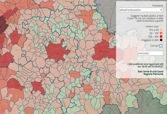 Mappa interattiva Covid in Piemonte Mappa interattiva Covid in Piemonte