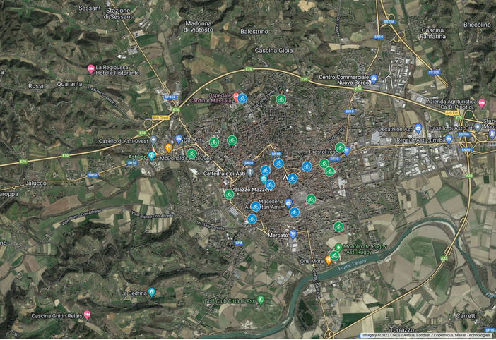 Iniziano oggi ad Asti i lavori per le stazioni di bike sharing: 80 e-bike per muoversi in città grazie ad una app