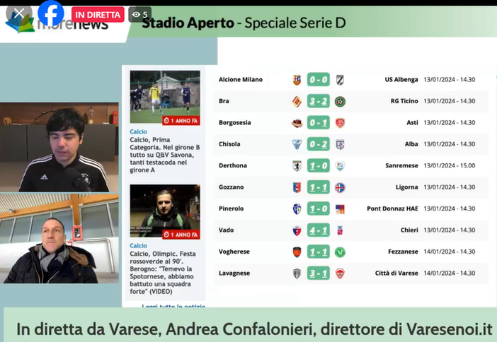 Stadio Aperto. Frenata in vetta, ma mercoledì si torna subito in campo (Video) Stadio Aperto. Frenata in vetta, ma mercoledì si torna subito in campo (Video)