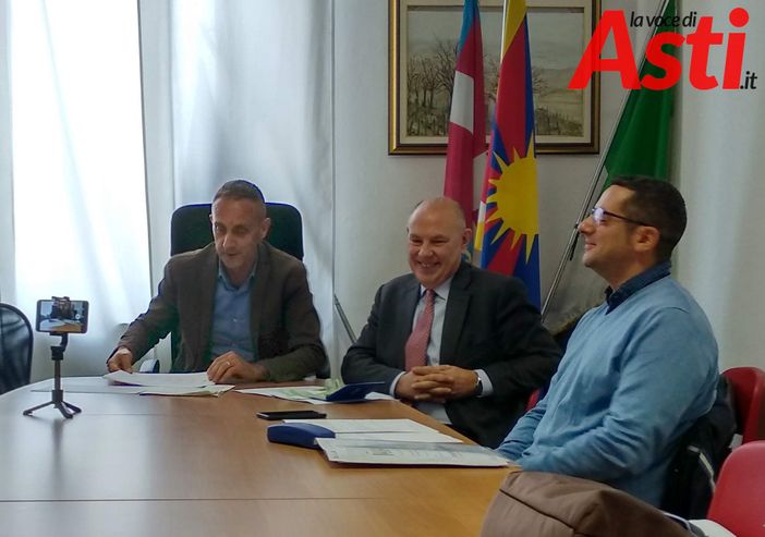 Massimo Cerruti, Alberto Pasta e Davide Giargia ritratti nel corso della conferenza stampa