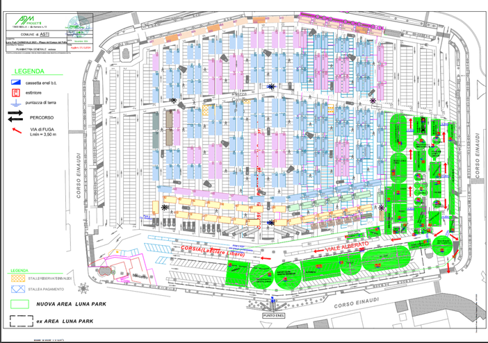 Ecco come il luna park di Carnevale "convivrà" con il mercato: attrazioni anche sotto il  viale alberato [PLANIMETRIA]