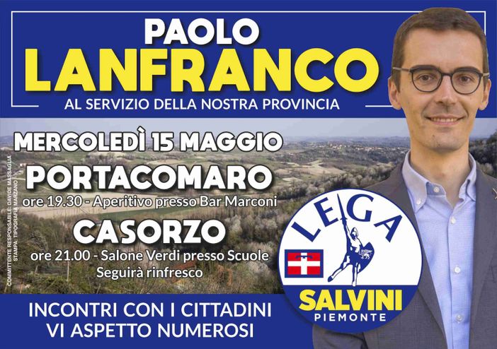 L’agenda elettorale di Paolo Lanfranco, candidato Consigliere regionale della Lega L’agenda elettorale di Paolo Lanfranco, candidato Consigliere regionale della Lega
