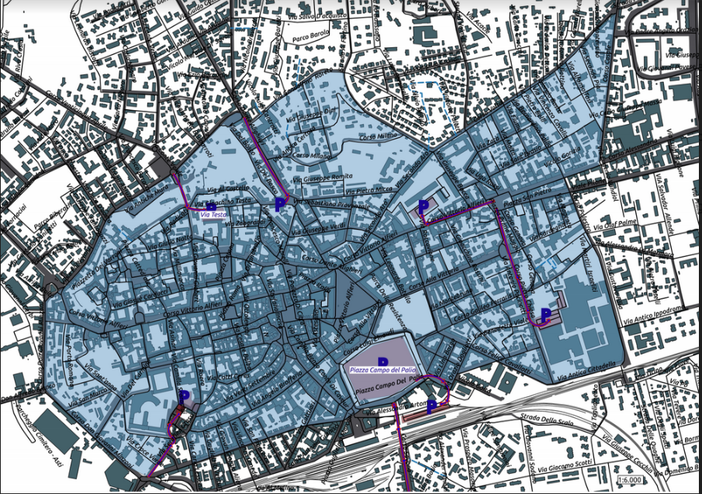 La mappa dell'ampia area interdetta alla circolazione dei veicoli più vecchi