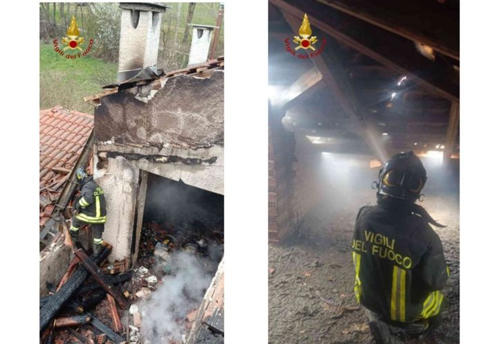 Due immagini dello spegnimento incendio Due immagini dello spegnimento incendio