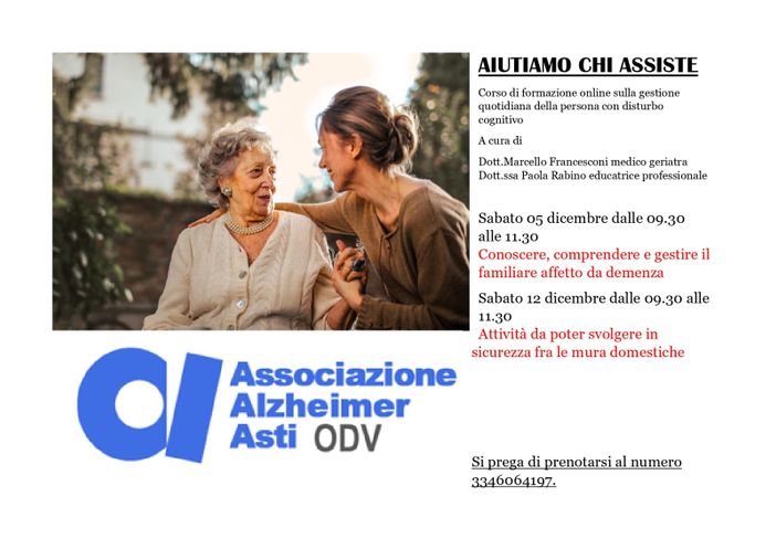 Alzheimer Asti prosegue online le attività di supporto ai malati e alle loro famiglie Alzheimer Asti prosegue online le attività di supporto ai malati e alle loro famiglie