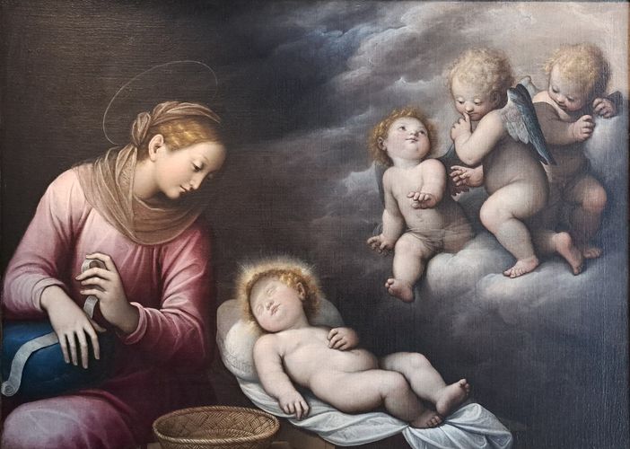 Adorazione del Bambino con angeli, una delle opere più note di Guglielmo Caccia