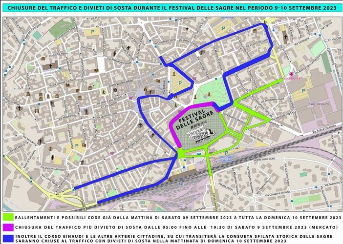 La piantina con i consigli per la viabilità nel fine settimana di Sagre La piantina con i consigli per la viabilità nel fine settimana di Sagre