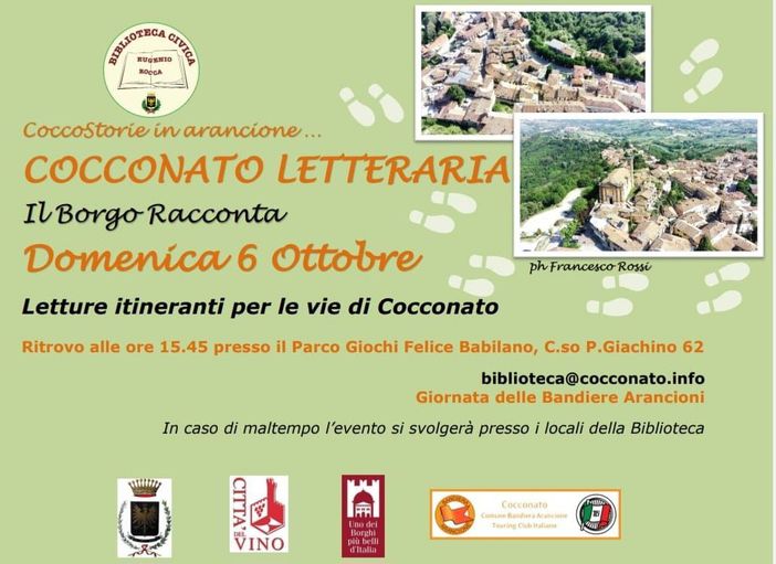 Domenica culturale a Cocconato, con letture itineranti nelle vie del paese Domenica culturale a Cocconato, con letture itineranti nelle vie del paese