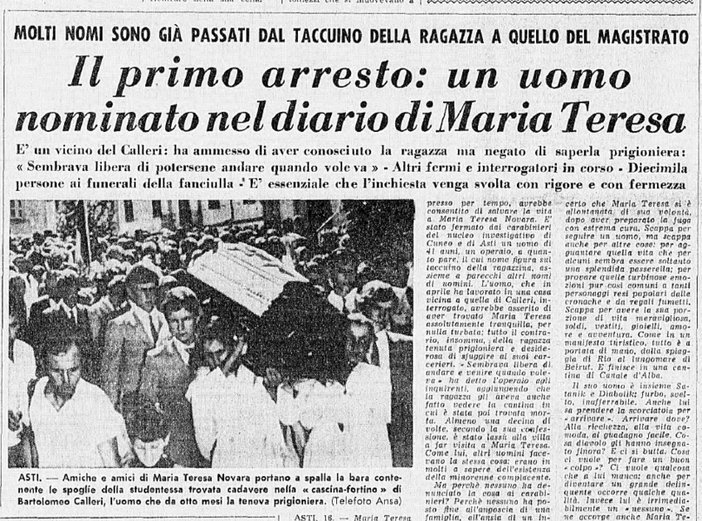 Sulle prime pagine dell'epoca. La vicenda della piccola astigiana ripresa da "L'Avanti" del 17 agosto 1969, tra i ritagli pubblicati dallo scrittore Alessandro Perissinotto col suo "Il silenzio della collina" (Mondadori) Sulle prime pagine dell'epoca. La vicenda della piccola astigiana ripresa da "L'Avanti" del 17 agosto 1969, tra i ritagli pubblicati dallo scrittore Alessandro Perissinotto col suo "Il silenzio della collina" (Mondadori)