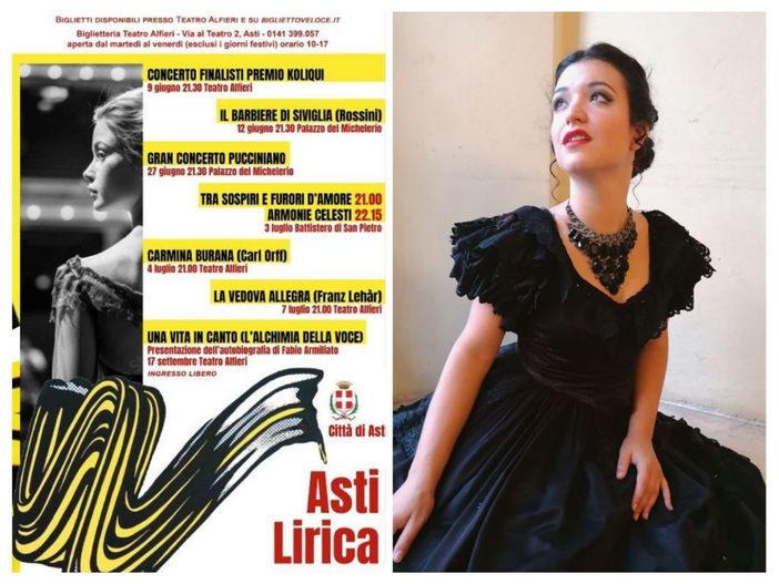 Collage fotografico tra la locandina della rassegna e la soprano Irene Celle Collage fotografico tra la locandina della rassegna e la soprano Irene Celle