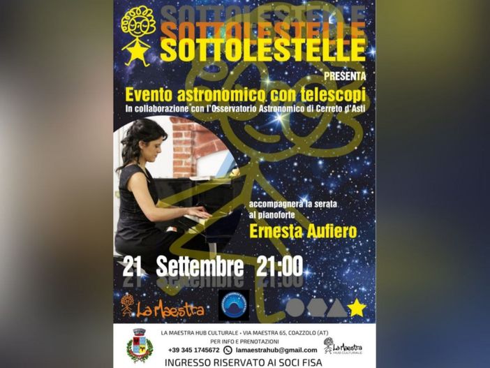 La locandina della serata in programma a Coazzolo La locandina della serata in programma a Coazzolo