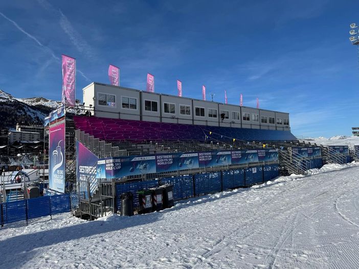 Alcune immagini delle strutture realizzate dall'azienda cuneese per la tappa di Coppa del Mondo di Sci Alcune immagini delle strutture realizzate dall'azienda cuneese per la tappa di Coppa del Mondo di Sci