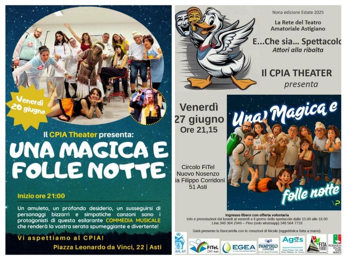 Teatro amatoriale, doppio appuntamento con "Una magica e folle notte"
