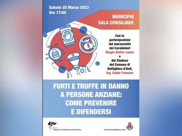 La locandina dell'incontro in programma a Buttigliera d'Asti