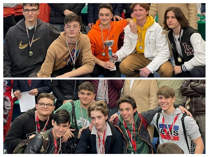 Nel collage fotografico i ragazzi che compongono le due squadre del Vercelli