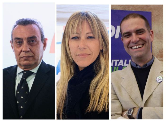 Nel collage fotografico, da sinistra a destra, i candidati sindaci di Asti Salvatore Puglisi, Chiara Chirio e Marco Demaria Nel collage fotografico, da sinistra a destra, i candidati sindaci di Asti Salvatore Puglisi, Chiara Chirio e Marco Demaria