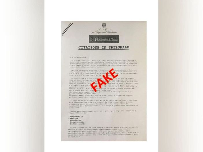 Il falso atto di citazione della Polizia Postale