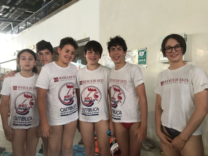 Foto di gruppo per gli atleti dell'AstiNuoto che hanno partecipato alle gare torinesi Foto di gruppo per gli atleti dell'AstiNuoto che hanno partecipato alle gare torinesi