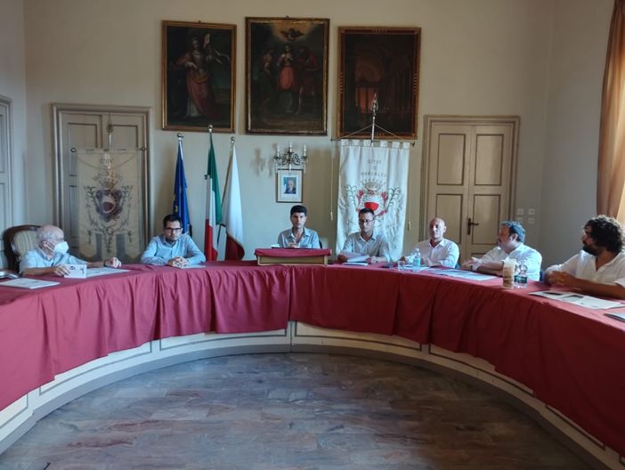 Un momento della conferenza stampa di questa sera a Moncalvo