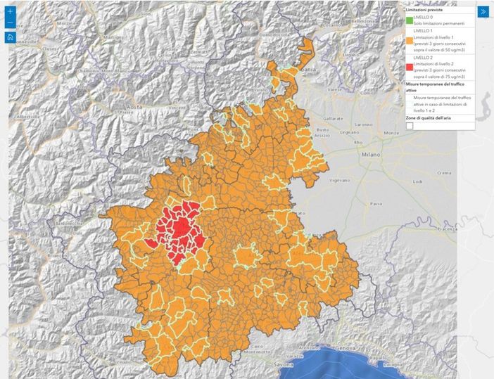 Smog: due giorni di limitazioni al traffico anche ad Asti, in arancione. Torino è rossa Smog: due giorni di limitazioni al traffico anche ad Asti, in arancione. Torino è rossa
