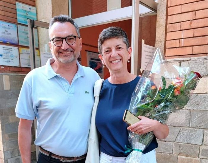 La neo sindaca con Andrea Ghignone, collega primo cittadino e segretario provinciale del Pd