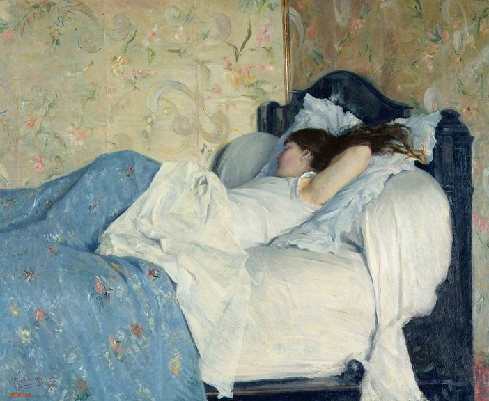 A letto, dipinto del 1878 di Federico Zandomeneghi, impressionista veneziano