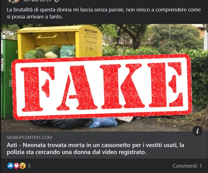 Lo screenshot del post condiviso in alcuni gruppi social astigiani