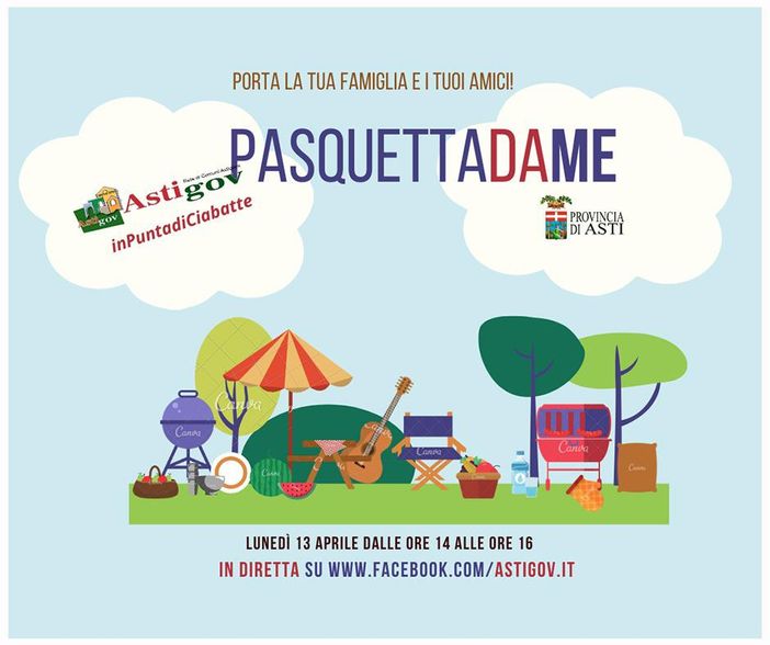 Astigov invita a una grande festa virtuale. È "Pasquetta da me" Astigov invita a una grande festa virtuale. È "Pasquetta da me"