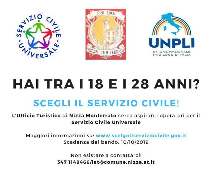 L'Ufficio Turistico di Nizza Monferrato cerca giovani per il Servizio civile