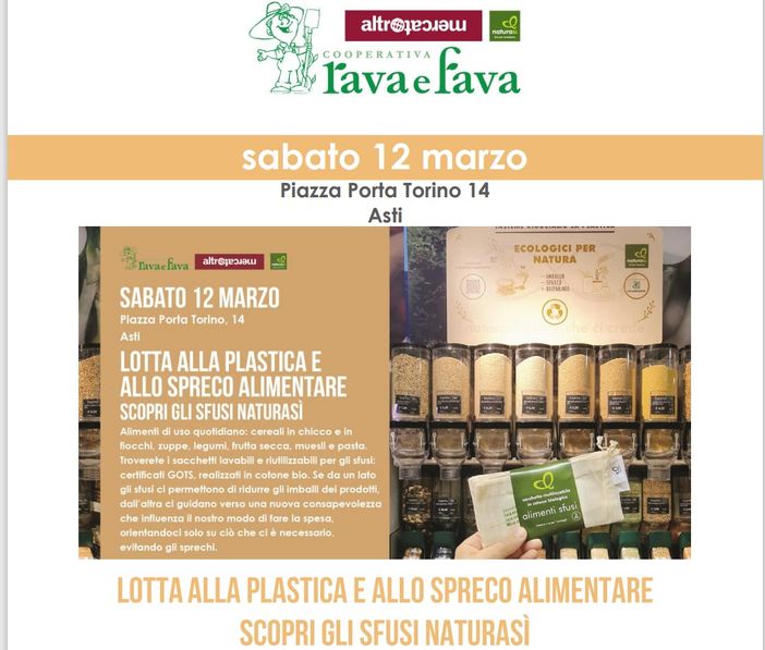 Da NaturaSì di Asti una giornata dedicata agli sfusi. Una giornata dedicata alla riduzione uso della plastica Da NaturaSì di Asti una giornata dedicata agli sfusi. Una giornata dedicata alla riduzione uso della plastica