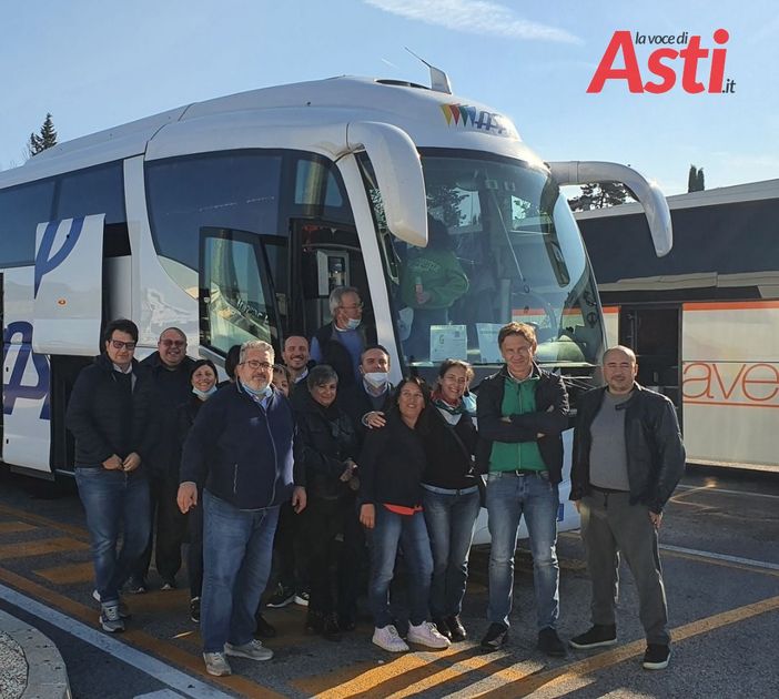 Uno dei gruppi Cisl Alessandria Asti con Stefano Calella e  il segretario generale Marco Ciani