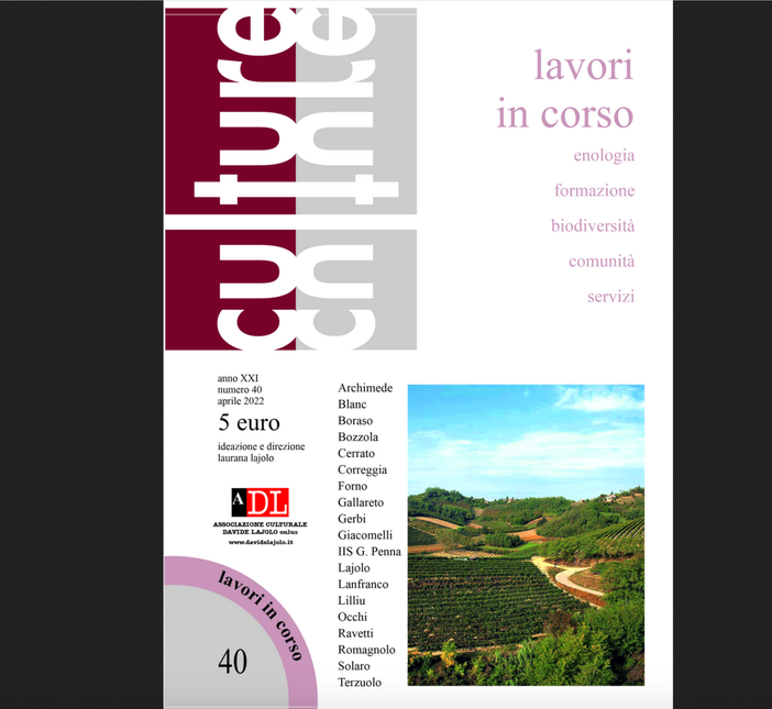 In vendita il nuovo numero della rivista "Culture", dell’Associazione culturale Davide Lajolo In vendita il nuovo numero della rivista "Culture", dell’Associazione culturale Davide Lajolo