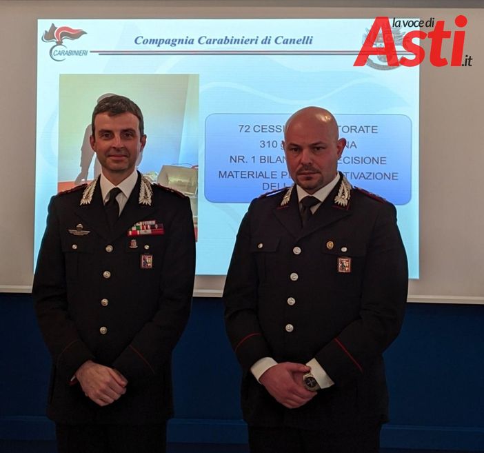 Il tenente colonnello Breda, comandante del Comando Provinciale di Asti (a sinistra), e il capitano Alessandro Caprio