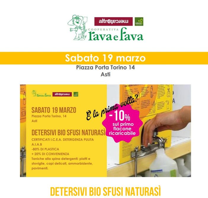 Sabato 19 marzo al NaturaSì di Asti torna il progetto Plastic free -Zero rifiuti Sabato 19 marzo al NaturaSì di Asti torna il progetto Plastic free -Zero rifiuti