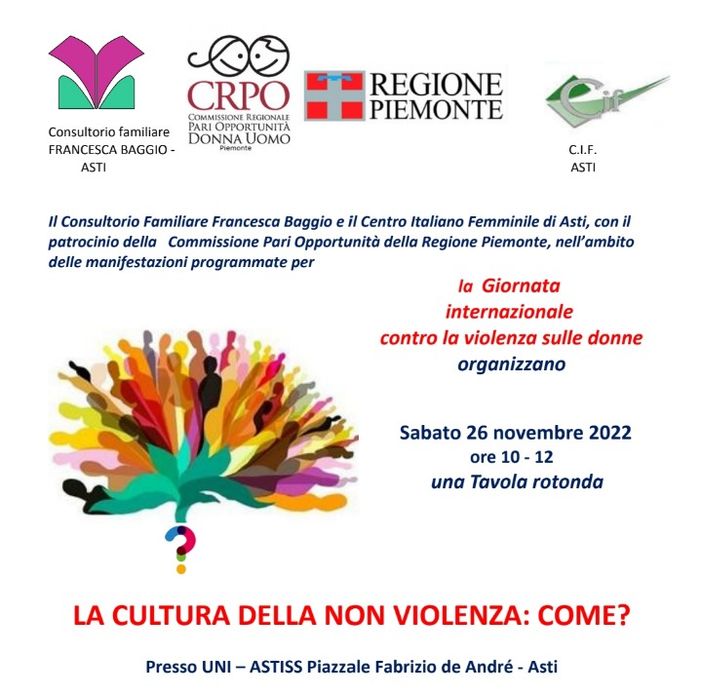 Una tavola rotonda sulla cultura della non violenza, ad Asti al Polo universitario
